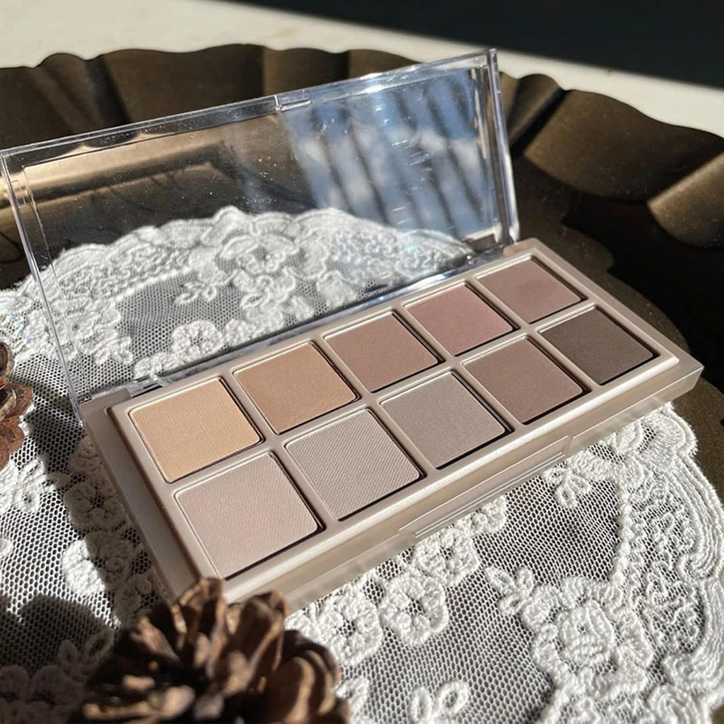 Erinde 10 Colors Matte Eyeshadow Palette, Taupe Brown Mavue Nude Eye Shadow Palette Makeup, Neutral Grey Smokey Eye Pallete, Ultra-Blendable, Long Lasting Natural Eyeshadow For Older Women, Cement