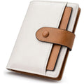 Alldaily Small Slim RFID Blocking Leather Wallet for Women, Bifold with 10 Card Slots and Coin Pocket (White&Brown)