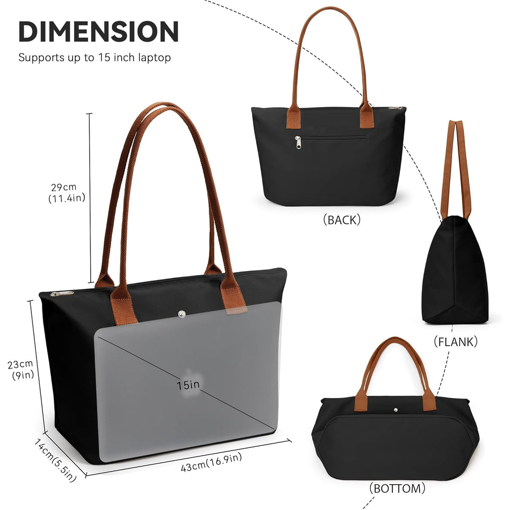 KALIDI Tote Bag for Women Nylon Top-Handle Purse,Large Capacity Shoulder Hobo handBag with Zipper Leisure Foldable Weekend