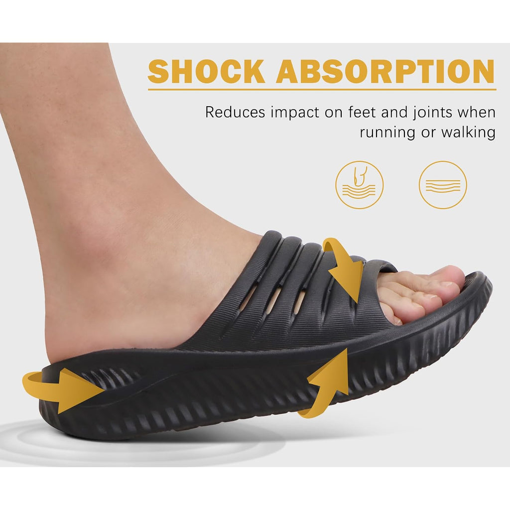 Kuailu Womens Recovery Sandals With Comfortable Plantar Fasciitis Support,Ladies Orthotic Open Toe Sport Slides Thick Cushion Reduces Stress On Feet,Joints & Back Post-Exercise