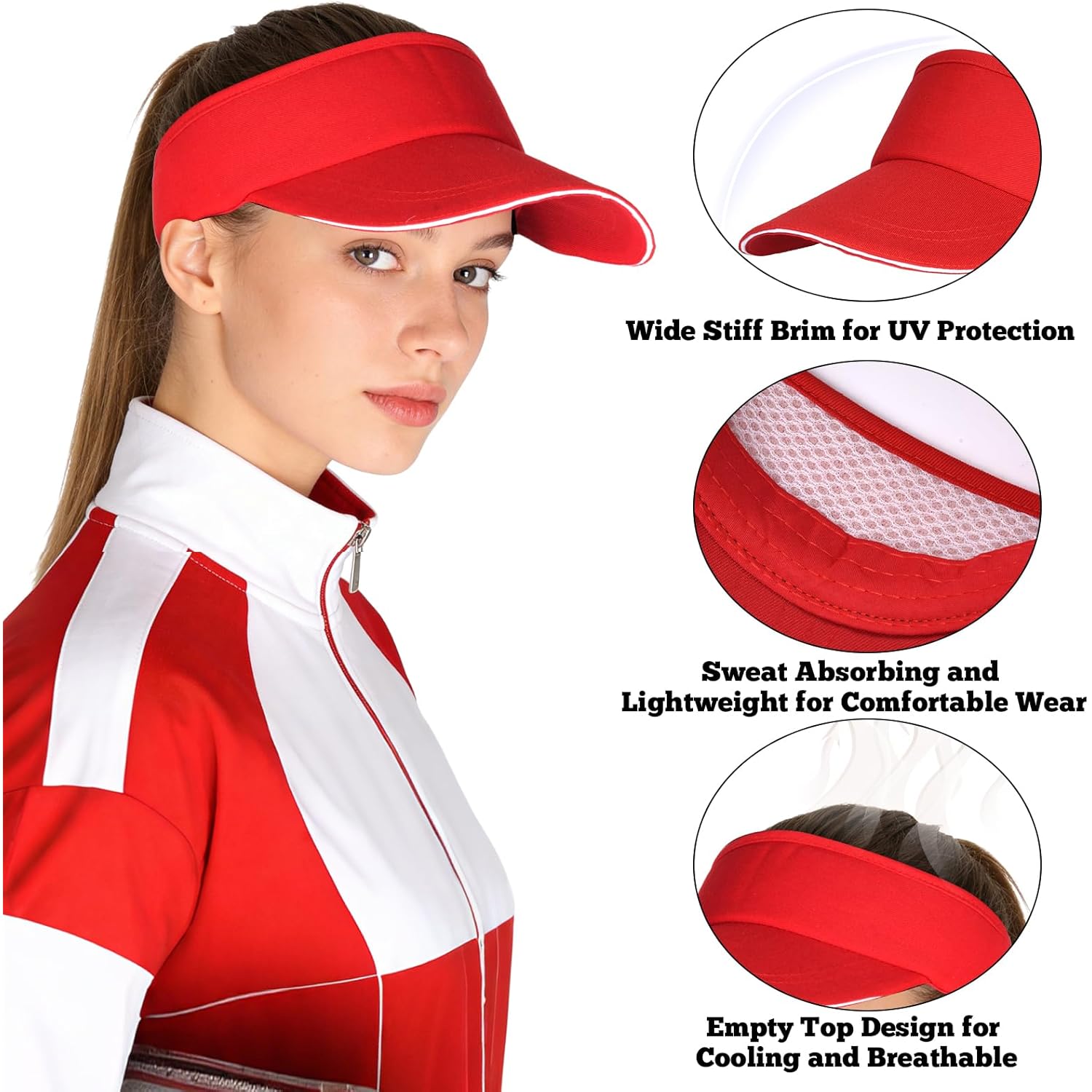 Topbuti Sport Sun Visor Hats for Women Men Adjustable Empty Top Baseball Cap Tennis Golf Running Sunvisor Hat