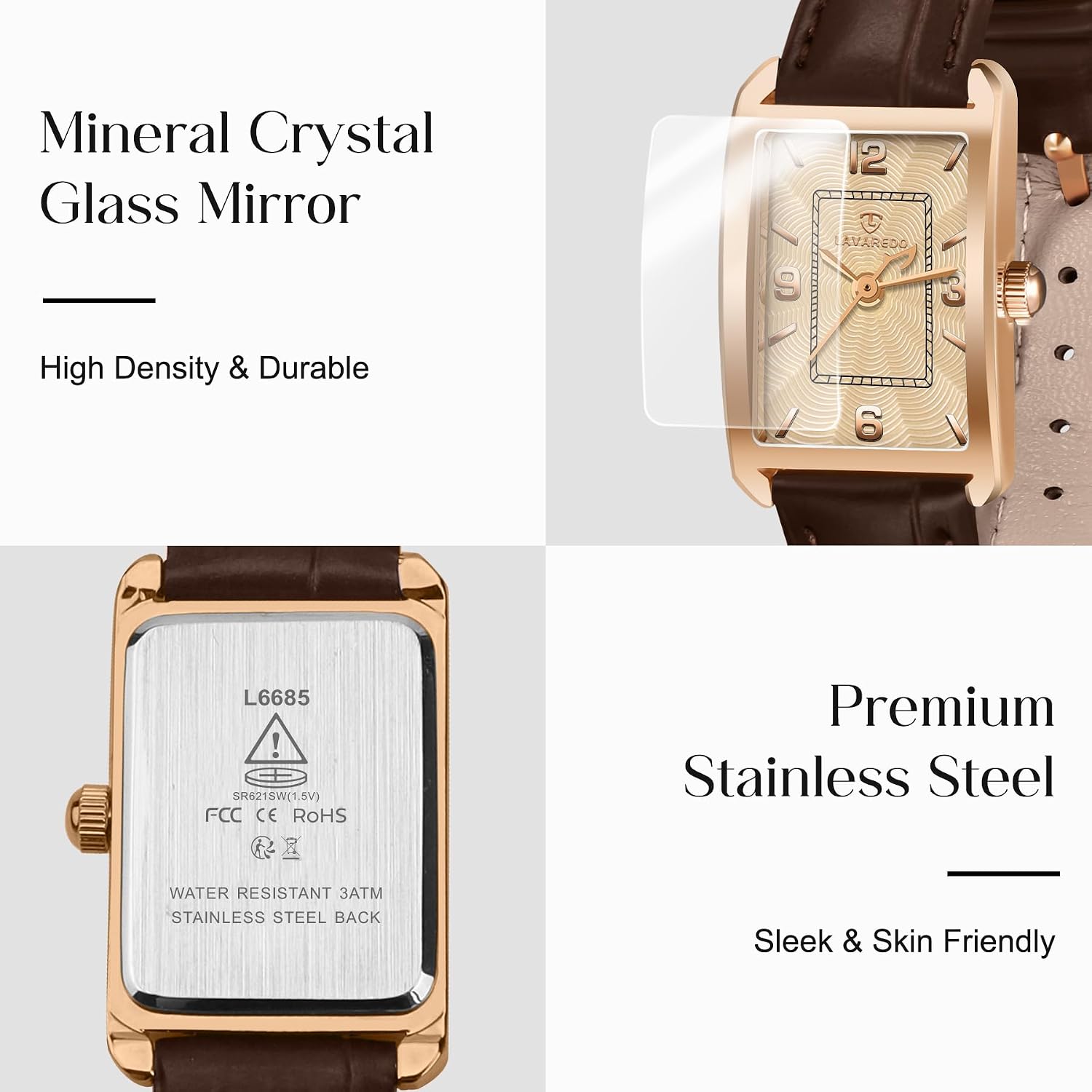 Women'S Leather Strap Watch Dainty Elegant Womens Watches Classic Vintage Retro Square Ladies Quartz Watches Gifts Present For Her