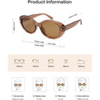 SOJOS Trendy Oval Polarized Sunglasses for Women Classic Round Retro UV Protection Shade SJ2675 Brown Frame Brown Lens