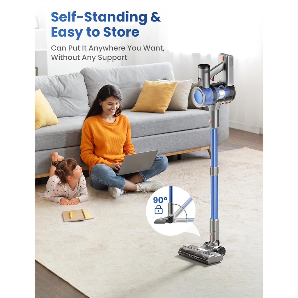 Dzaki Cordless Stick Vacuum Cleaner, 650W 55Kpa Brushless Motor, 60-Min Runtime, Detachable Battery, Anti-Tangle, Self-Standing, Vacuum Cleaners For Home, Pet Hair, Carpet & Hardwood Floors