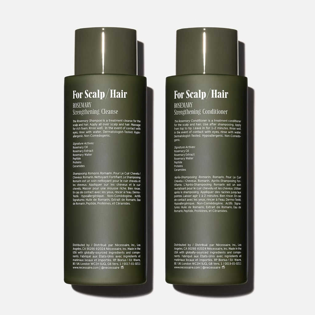 Nécessaire Rosemary Hair Duo | Multi-Protein Strengthening Rosemary Shampoo And Conditioner Set For Thinning Hair. For Women + Men. Free Of Sulfates. Color-Safe. 250 Ml / 8.4 Oz