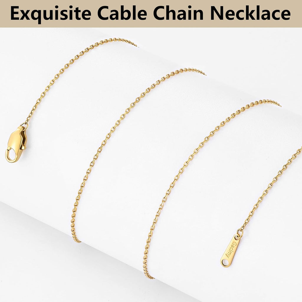 Gacimy Chain Necklace for Women, 14K Gold Plated/Silver Tone Cable Chain for Women, 1.1/1.3mm Thin Dainty Necklace Chains 16-24 Inch