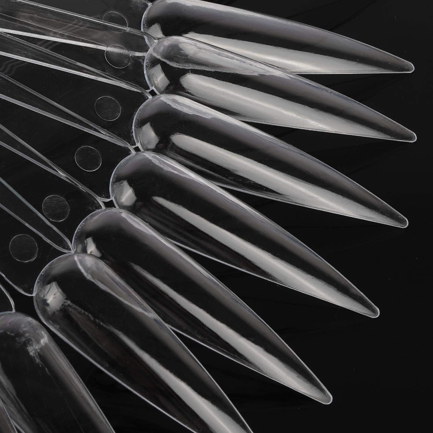80 Pieces Nail Swatch Sticks Clear Display Sticks Stiletto Practice Tips Nail Color Swatches with Metal Ring