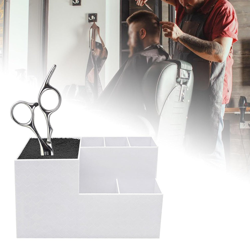Milageto Hairdressing Scissors Holder, Hairdressing Tool Storage, Professional Combs Brush Haircut Tool Holder Salon Organizer, White