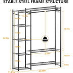 Wardrobe Closet,Portable Clothes Rack With 4 Tiers Shelves,Freestanding Closet Organizers And Storage System With Hanging Rods,Steel Clothing Rack Suitable For Cloakrooms,Bedrooms,Entrances,Etc.Black