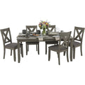 Signature Design By Ashley Caitbrook Rustic 7-Piece Dining Set – Rectangular Table With 6 X-Back Upholstered Chairs, Gray