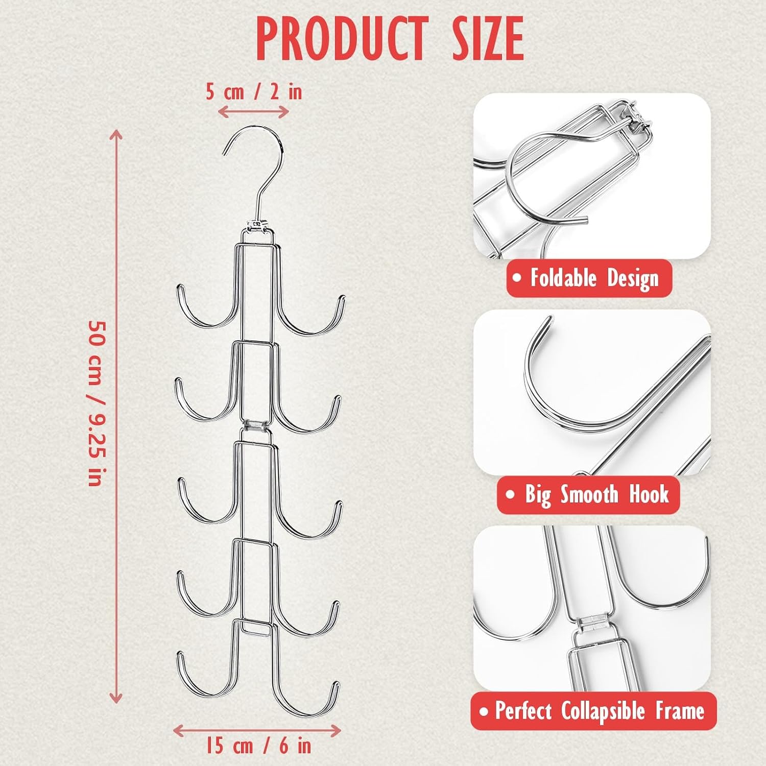Purse Organizer For Closet, Upgraded Purse Hanger With 10 Big Hooks, 360 Degree Rotation For Better Organizer&Display, Collapsible Space Saving Hangers Rack For Handbag, Belt, Scarve, Tie