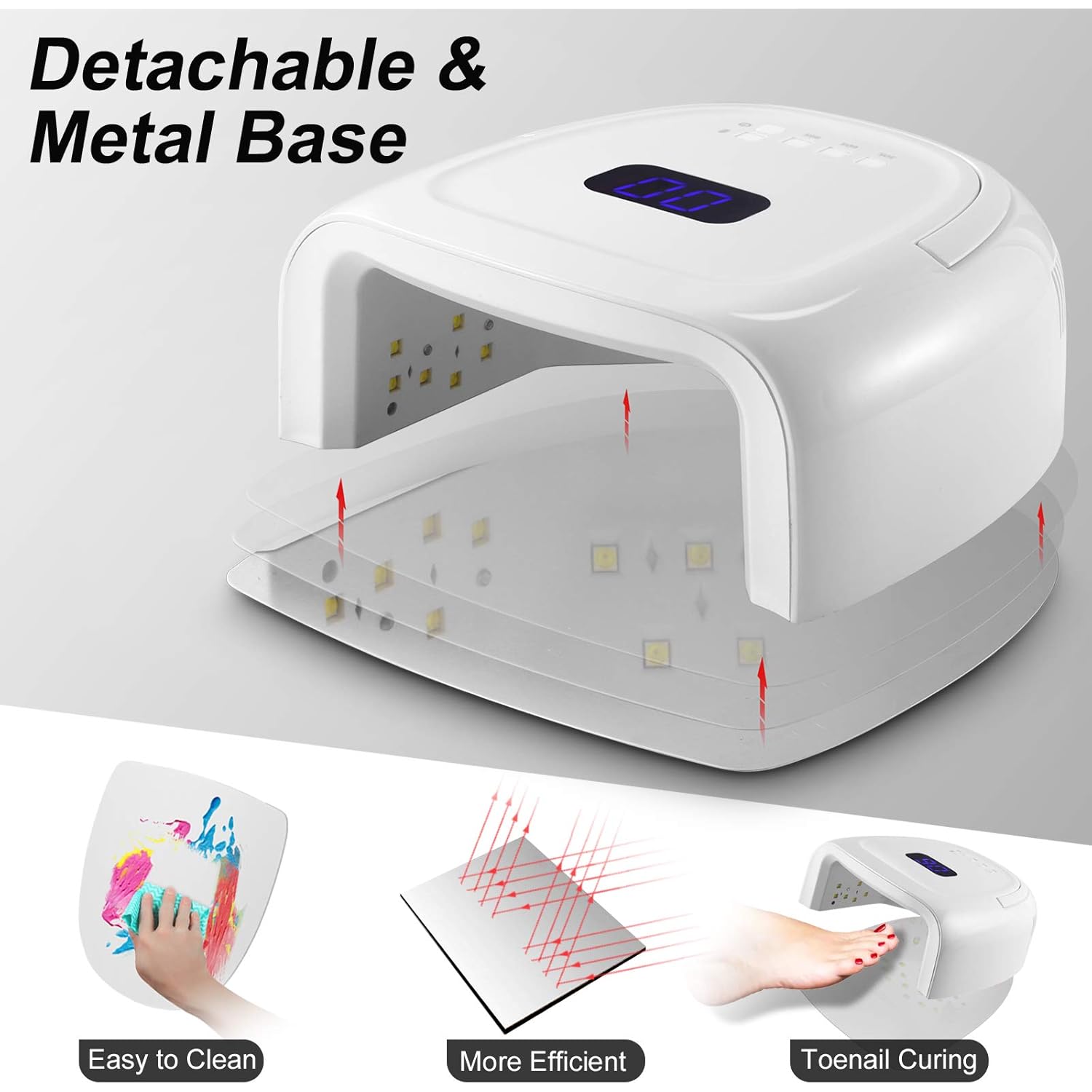 60W Rechargeable UV LED Nail Lamp, Faster Wireless Nail Dryer Gel Polish Light 42 Beads & Portable Handle, Professional Curing Lamp For Fingernail and Toenail, Auto Sensor & Quick Dry Nail Machine