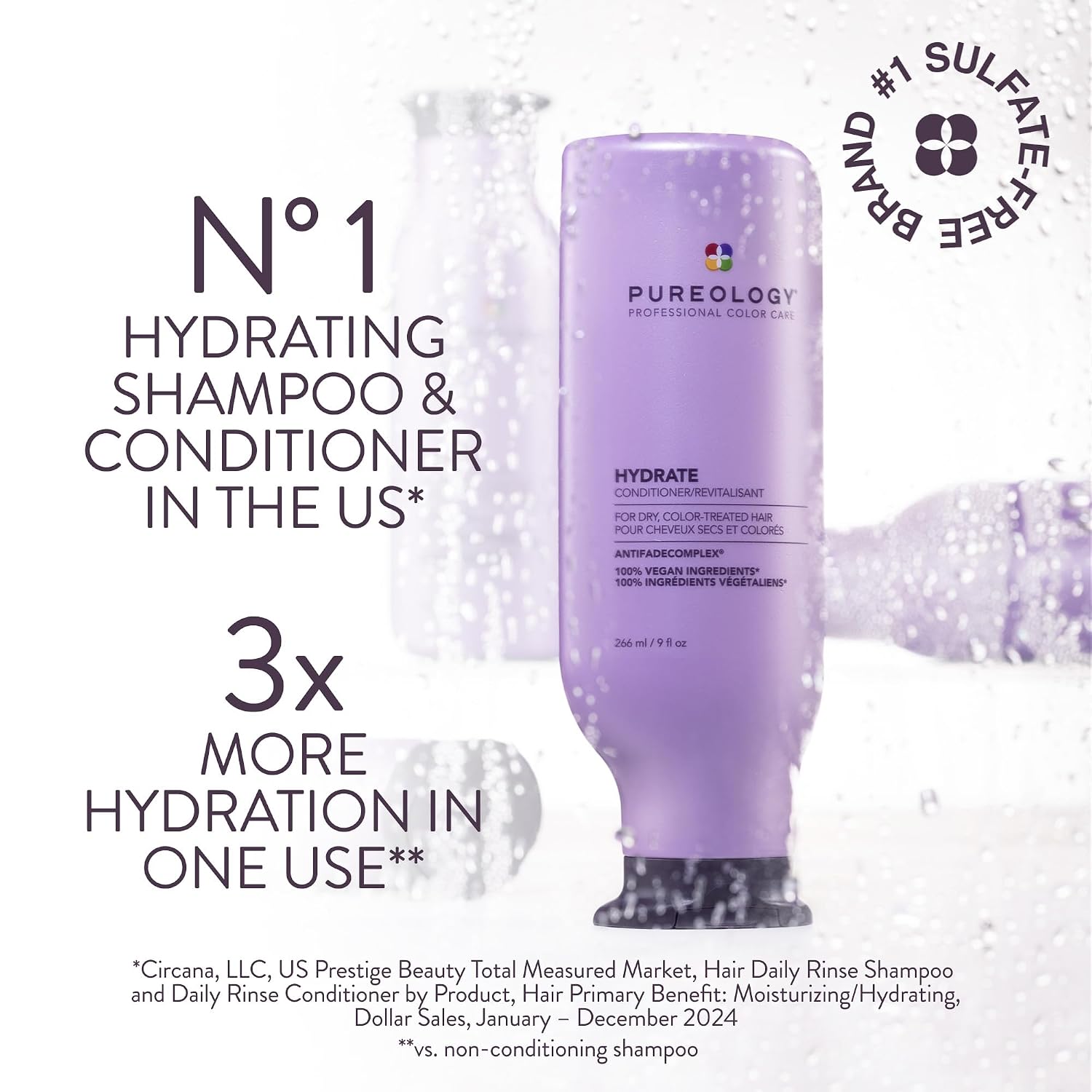 Pureology Hydrate Conditioner - For Dry Or Color Treated Hair, Nourishing Conditioner To Restore Moisture And Seal In Hydration, Vegan