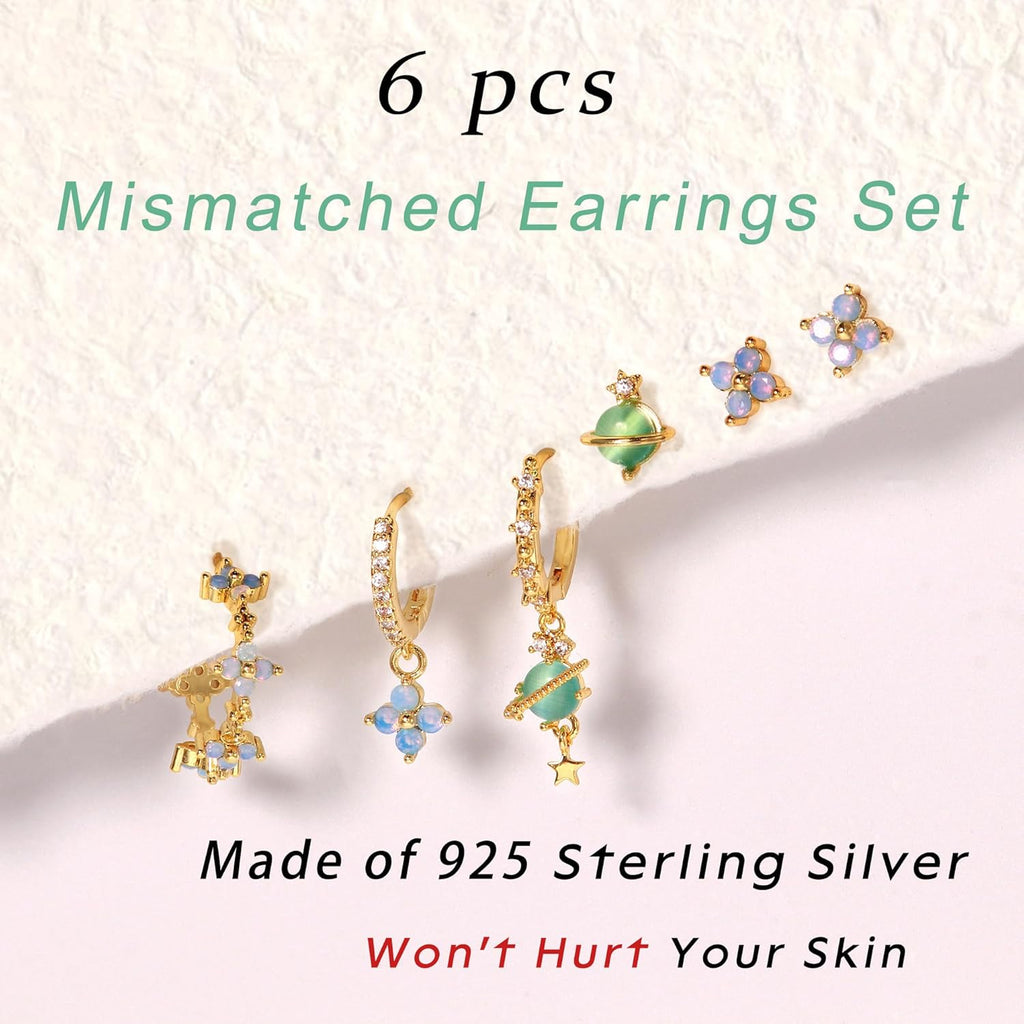 Sterling Silver Post Earrings for Women - Hypoallergenic Cartilage Earrings Dainty 14K Gold Plated Stud Huggie Hoop Earrings Dangle Chain Earrings Gold Plated Jewelry