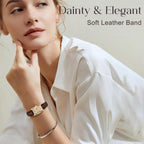Women'S Leather Strap Watch Dainty Elegant Womens Watches Classic Vintage Retro Square Ladies Quartz Watches Gifts Present For Her