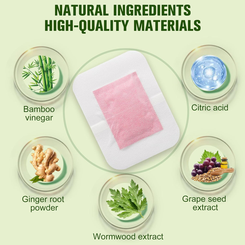 10PCS Deep Cleansing Foot Pads, Adhesive Sheets for Foot and Body Care Better, Natural Ginger Powder Bamboo Vinegar Foot Patches, Relieve Stress, Improve Sleep and Relaxation