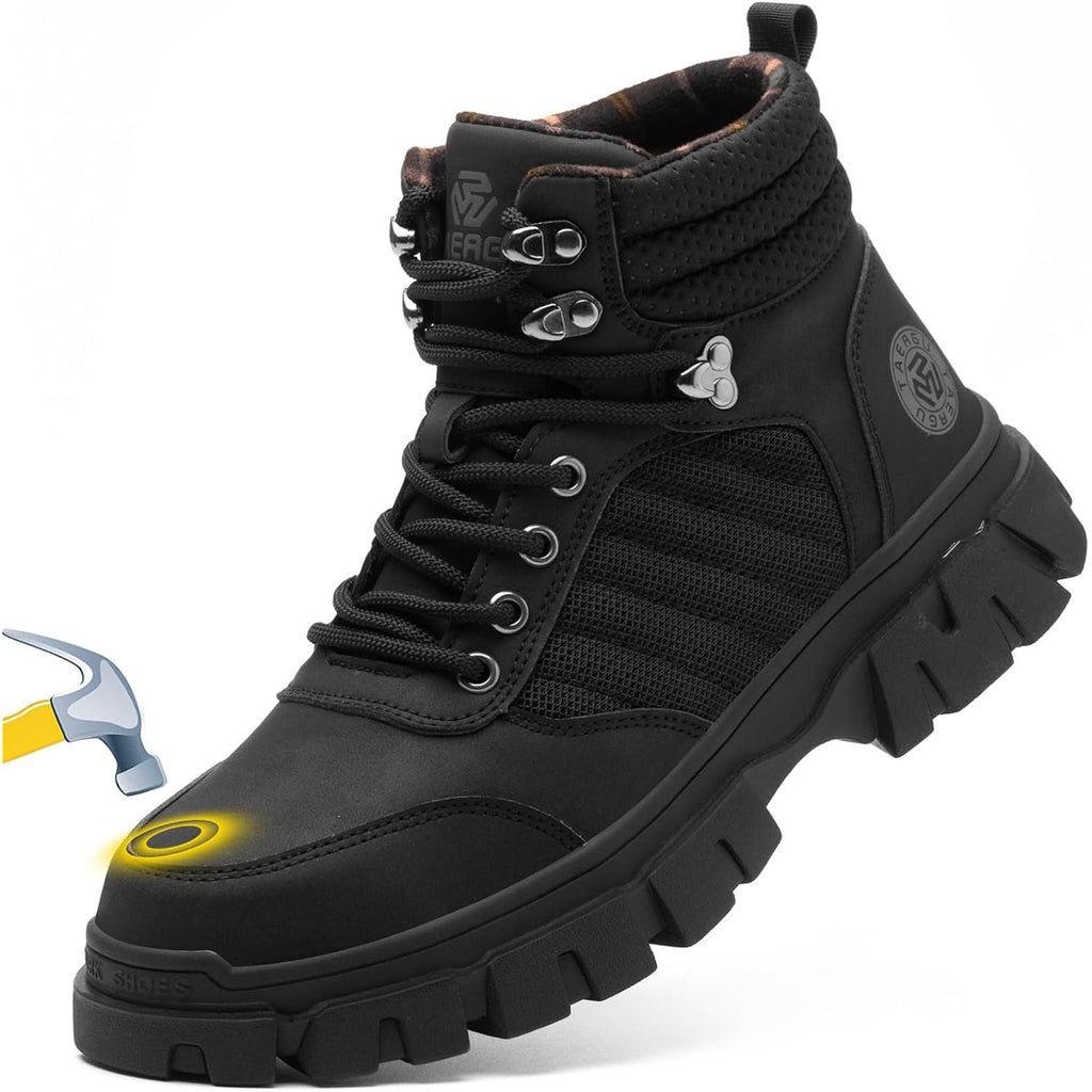 Kelodon Waterproof Steel Toe Boots For Men-6 Inch Comfortable Mens Safety Work Boots Indestructible Steel Toe Shoes Lightweight Non Slip Puncture Resistant Industrial Construction Boot