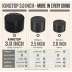 Kingtop Grinder, Large 3" Zinc Alloy Spice Grinder (Black)