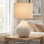 Signature Design By Ashley Wardmont Table Lamp, Compact Bedside Lamp For Nightstand, Retro Dimensional Base With Drum Shade, Antique White Ceramic, 18" H