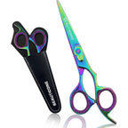 Professional Hair Cutting Scissors – Barber Shears With Razor Sharp Stainless Steel Blade, Leather Pouch Included, Salon Hair Scissors For Men & Women, Multi