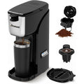 2-In-1 Single Serve Coffee Maker For K Cup Pods & Ground Coffee, 6 To 14 Oz Brew Sizes, Compact Small Brewer With Dual Buttons, Adjustable Drip Tray For Travel Mugs, Silver