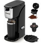 2-In-1 Single Serve Coffee Maker For K Cup Pods & Ground Coffee, 6 To 14 Oz Brew Sizes, Compact Small Brewer With Dual Buttons, Adjustable Drip Tray For Travel Mugs, Silver