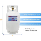Flame King 10Lb Steel Propane Tank Cylinder With Type 1 Overflow Protection Device Valve, Great For Camping, Fire Pits, Heaters, Grills, Overlanding, White