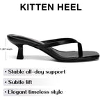 Women'S Kitten Heel Sandals Square Open Toe Slip On Flip Flop Heels Comfortable 2 Inch Heeled Sandals Thong Party Dress Summer Travel Wedding