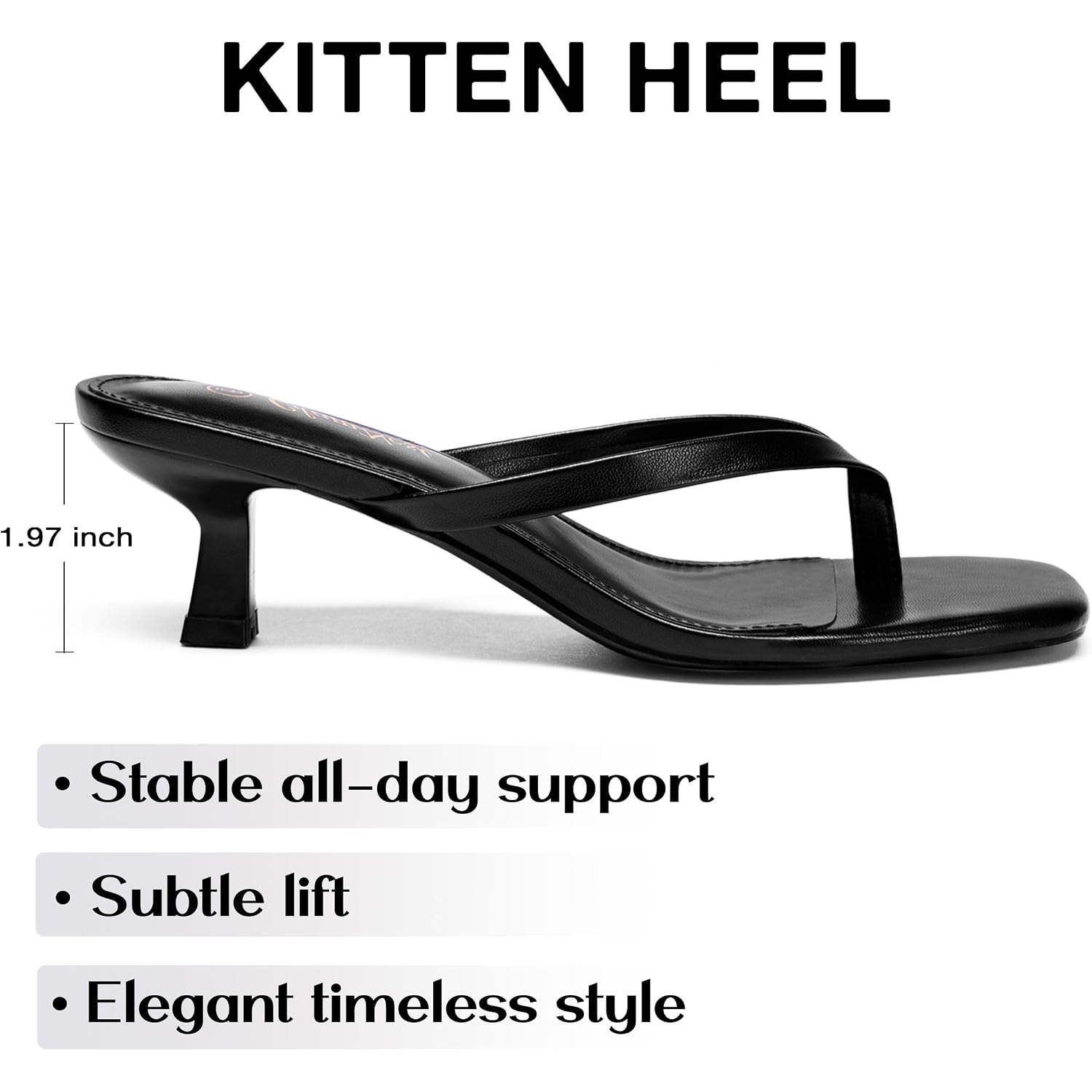 Women'S Kitten Heel Sandals Square Open Toe Slip On Flip Flop Heels Comfortable 2 Inch Heeled Sandals Thong Party Dress Summer Travel Wedding