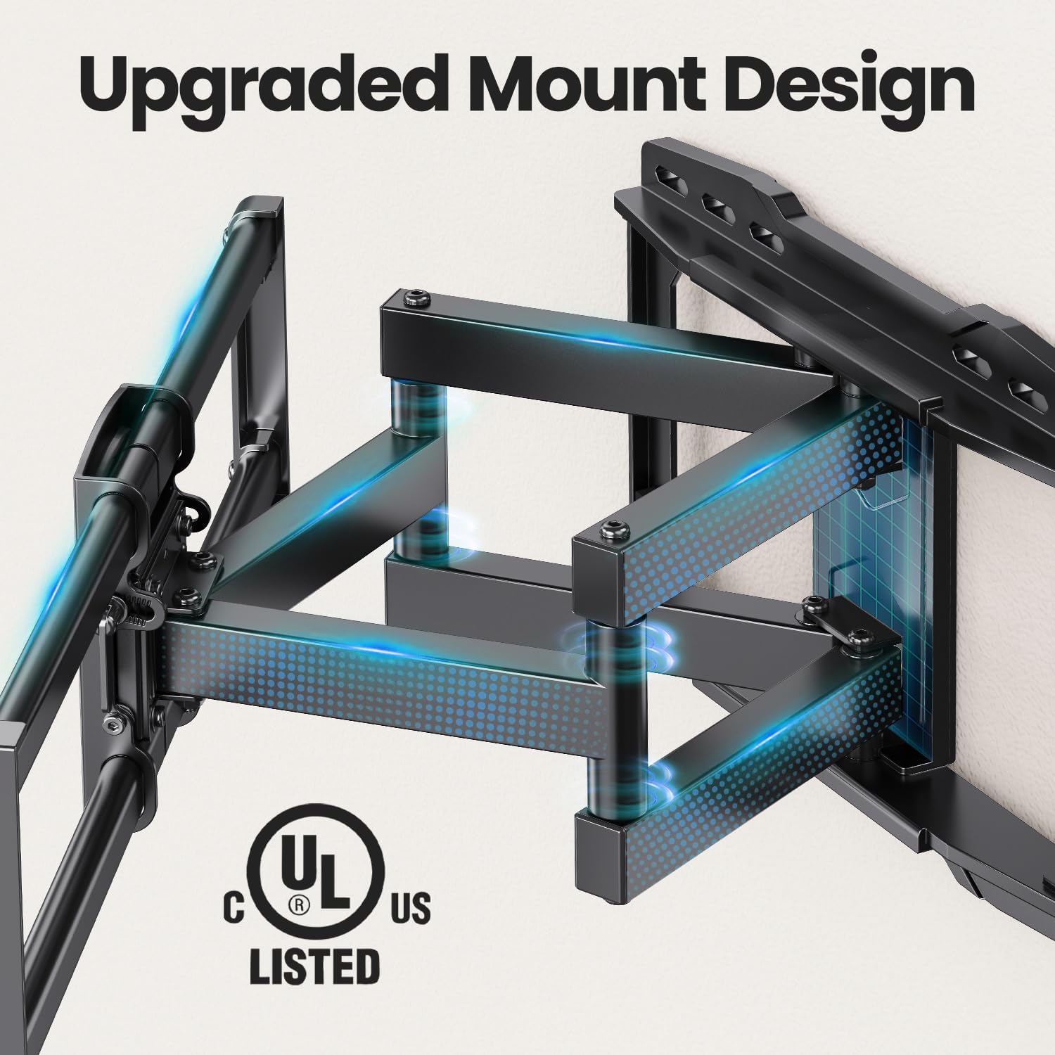 USX STAR UL Listed Full Motion TV Wall Mount Bracket for Most 37-90 inch TVs, Swivel Tilt Extension Level TV Mount, Max VESA 600x400mm, Holds up to 132lbs & 16" Wood Studs with Hole Drilling Template
