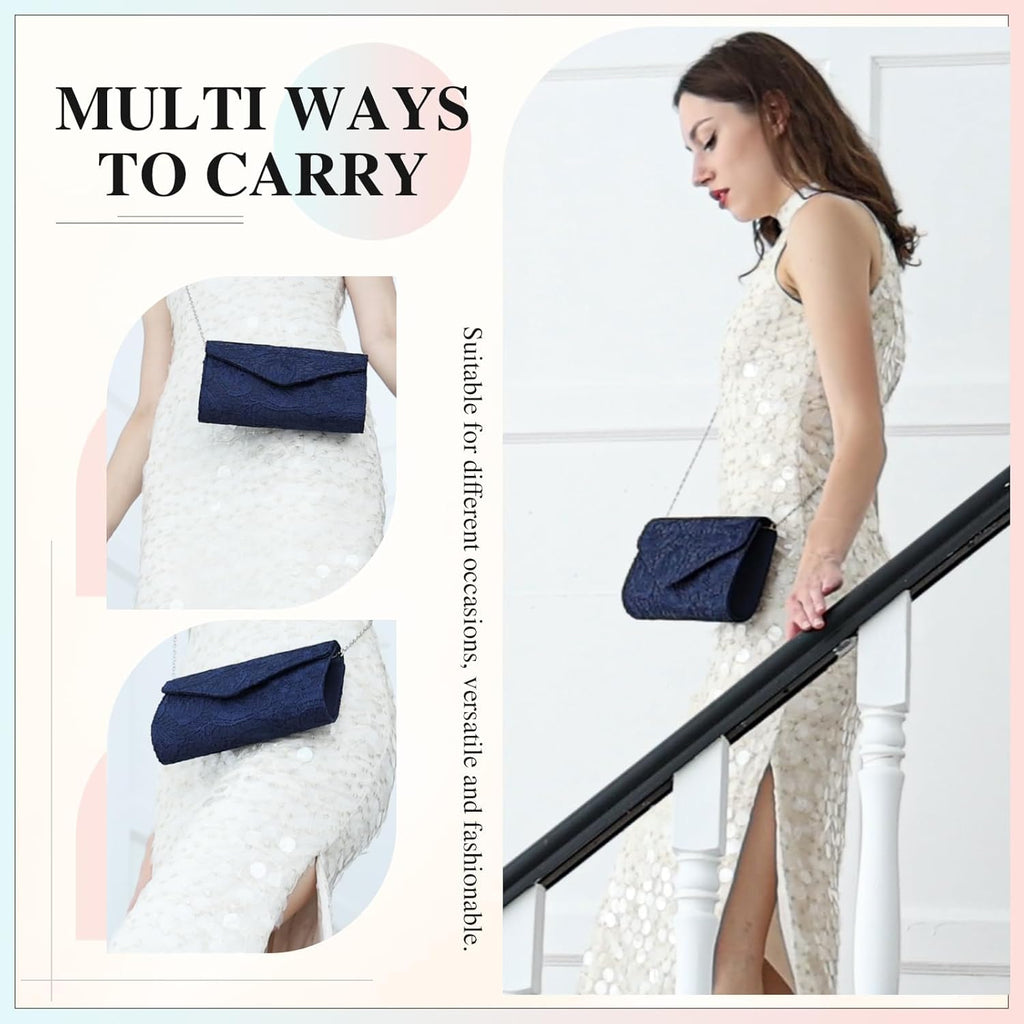 UBORSE Evening Bag Lace Clutch Purse for Women Formal Elegant Envelope Wedding Party Cocktail Crossbody Shoulder Bag