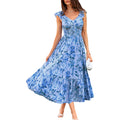 Grace Karin Women'S Summer Floral Maxi Dress 2026 Ruffle Sleeve Smocked Sundress Flowy Wedding Guest Long Dresses With Pocket