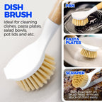 Holikme 6 Pack Dish Brush Scouring Pad Set With Bottle Brush, Dish Brush, Palm Scrub Brush And Straw Brush, Dish Scrubber Long Handle For Dish Bottle Cup Pot Pan Iron Abrasive Cup Brushes, Yellow