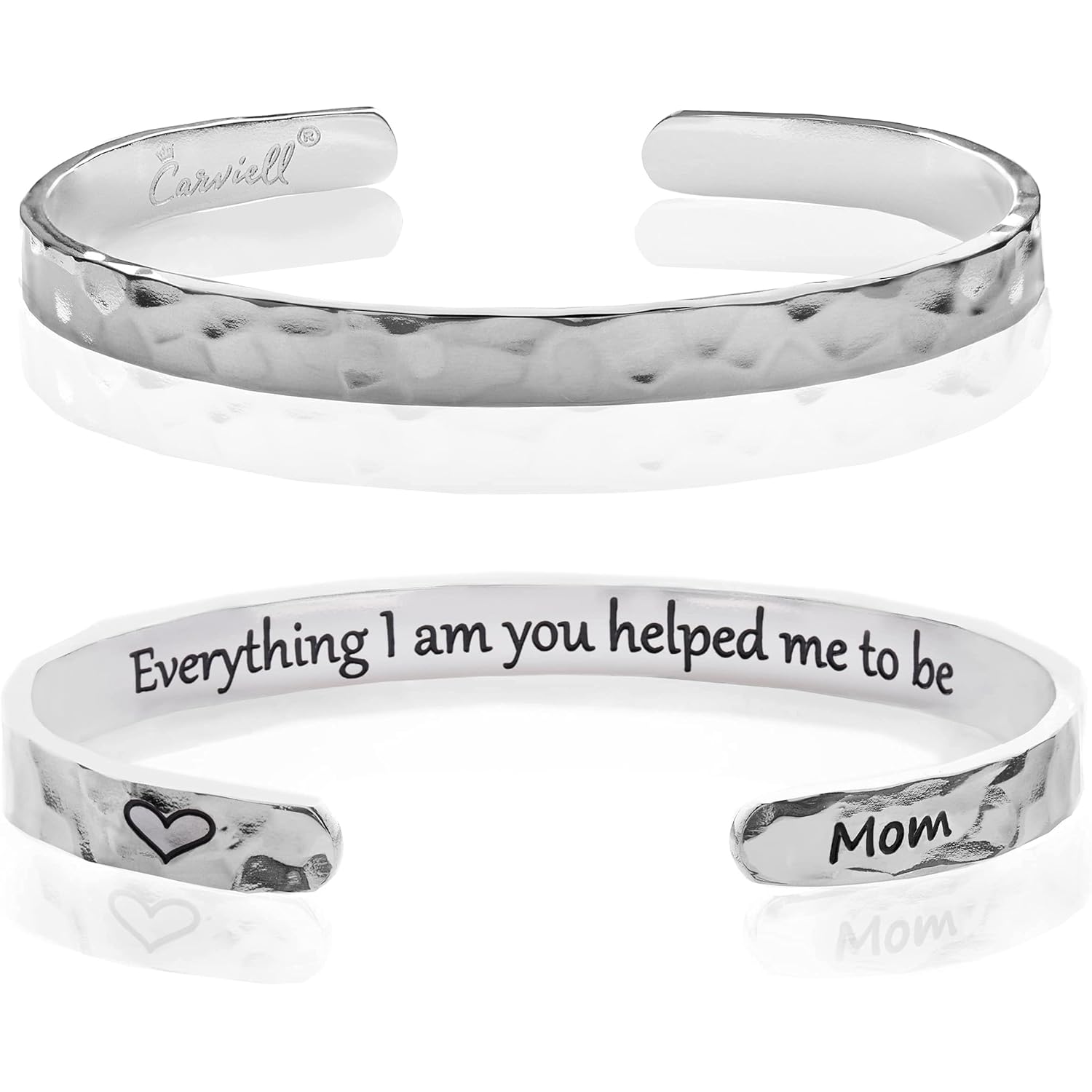 Carviell Engraved Cuff Bracelets for Women – Inspirational, Friendship, Love, Mom, Daughter, Sister, Christian, Graduation, Memorial & Wedding Gifts – 80+ Phrases – Stainless Steel, Gift-Ready