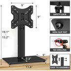 Swivel Table Top Tv Stand For 20-43 Inch Tvs Holds Up To 88 Lbs | Universal Tv Stand Base With 4-Level Height Adjustment And Tempered Glass Base, Max Vesa 200X200Mm, Black