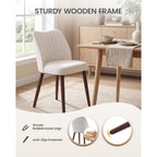 Upholstered Dining Chairs Set Of 4, Farmhouse Fabric Kitchen Chairs With Solid Wood Legs, Modern Dining Room Chairs For Restaurant & Cafe, Beige