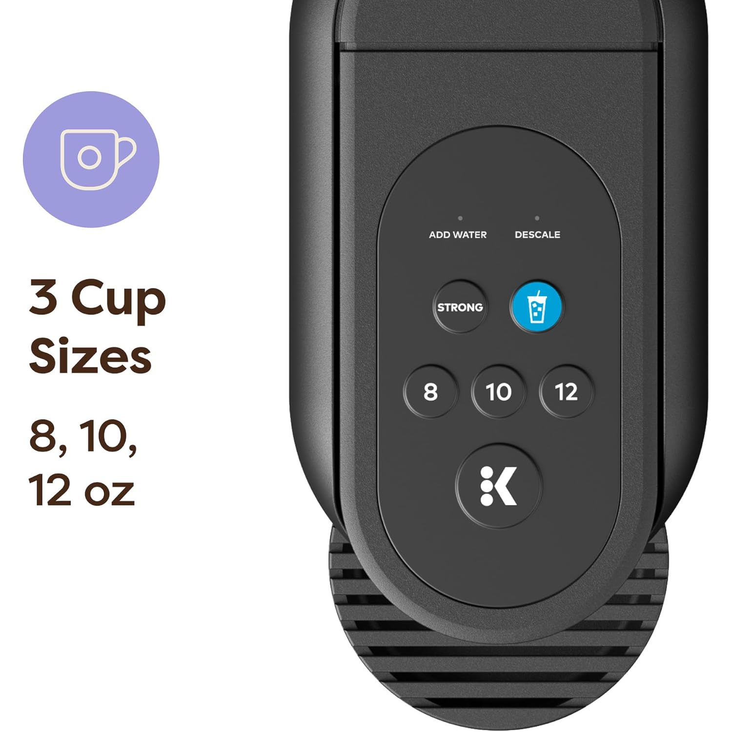 Keurig K-Mini Mate Plus Single-Serve K-Cup Pod Coffee Maker, Compact, 3 Cup Sizes, Brew Over Ice and Strong Button Features, 50 oz Removable Reservoir, Matte Black