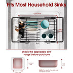Sakugi Dish Drying Rack in Sink - Expandable Stainless Steel Dish Rack Over the Sink, Kitchen Sink Drain Strainer with Cutlery Holder & Cup Holders, 15.4 x 9.8 x 3.0 Inch, Black