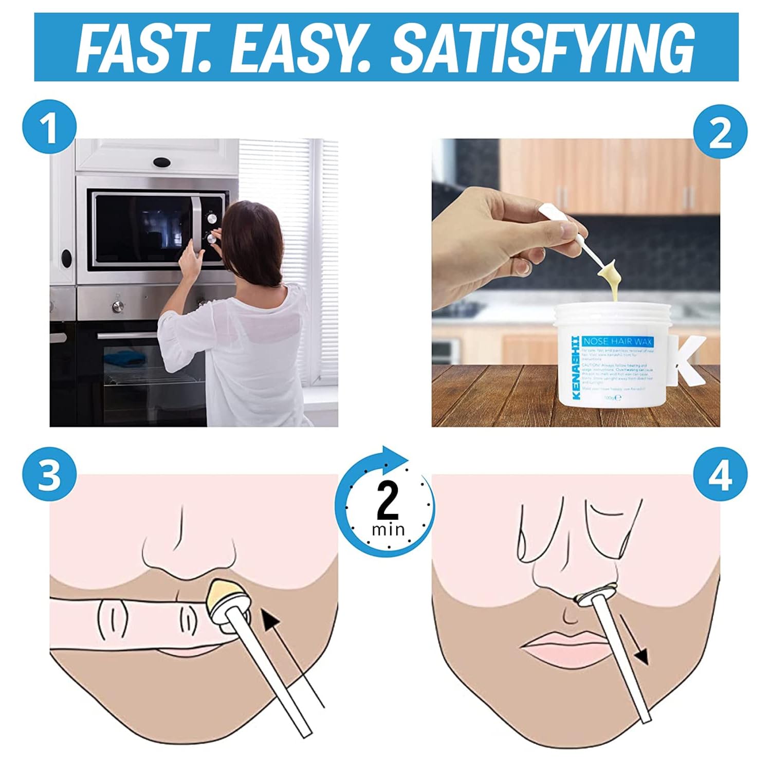 Nose Waxing Wax from Kenashii, 100g / 3.5 oz of Hypoallergenic Wax for Nasal Hair Removal, Specially Formulated to Never Get Brittle or Snap Off in Your Nose, Wipes and Applicators Sold Separately