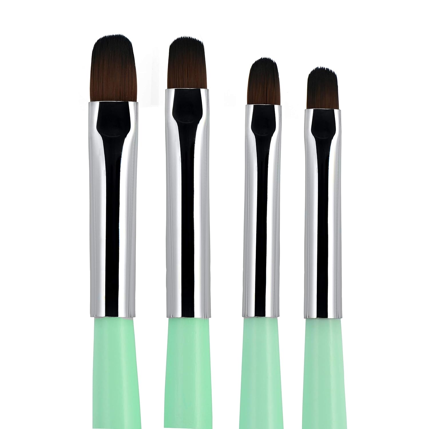 Beaute Galleria - 4pcs Acrylic UV Gel PolyGel Nail Art Brush Set (Size 6, 8, 10, 14), Nail Tips Builder Painting Pen Clean-Up Brush, Wooden Handle with Nylon Hair