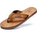 Quickshark Mens Flip Flops Leather Thong Sandals Arch Support Beach Slippers