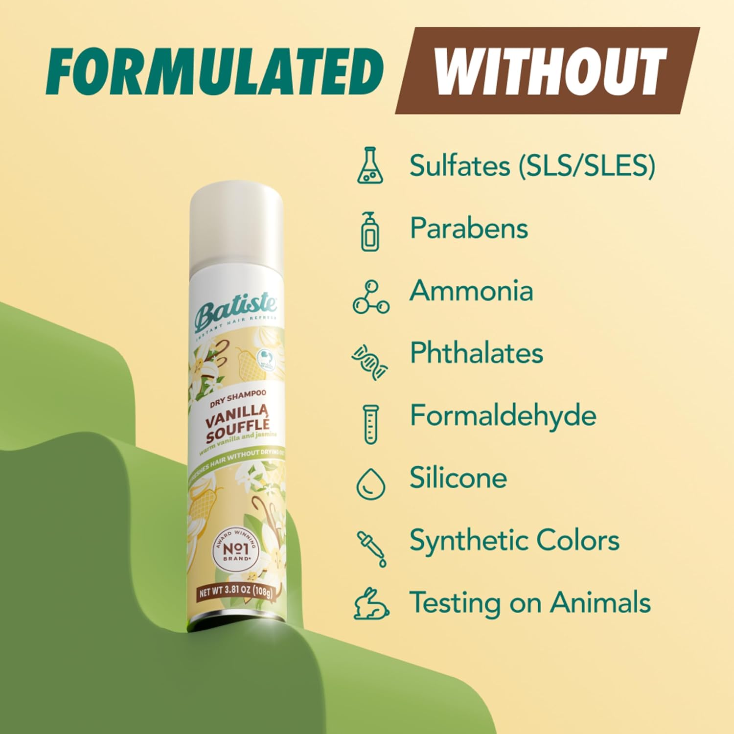 Batiste™ Dry Shampoo, Award Winning No. 1 Brand, Instantly Refresh Hair & Absorb Oil Between Washes, Vanilla Souffle, 3.81 oz