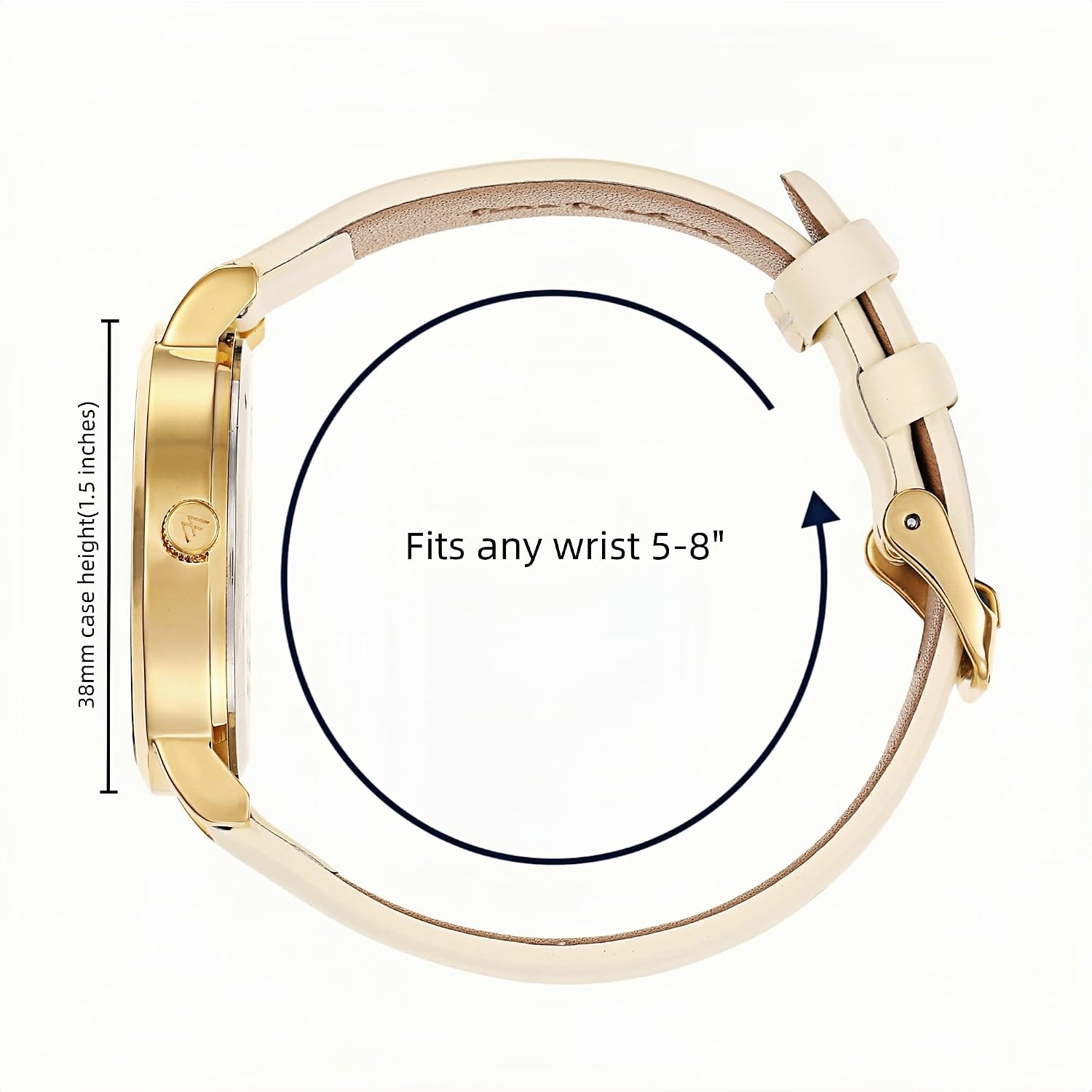 Maxi Crystal Womens Watch - Interchangeable Genuine Leather Band - Large Easy To Read Watch With Second Hand For Women, Nurses, Teachers Moms