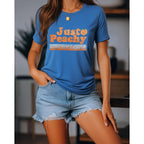 IRISGOD Womens Graphic Tees Casual Summer Short Sleeve Vintage T Shirts Tops 169 Peachy (Navy)