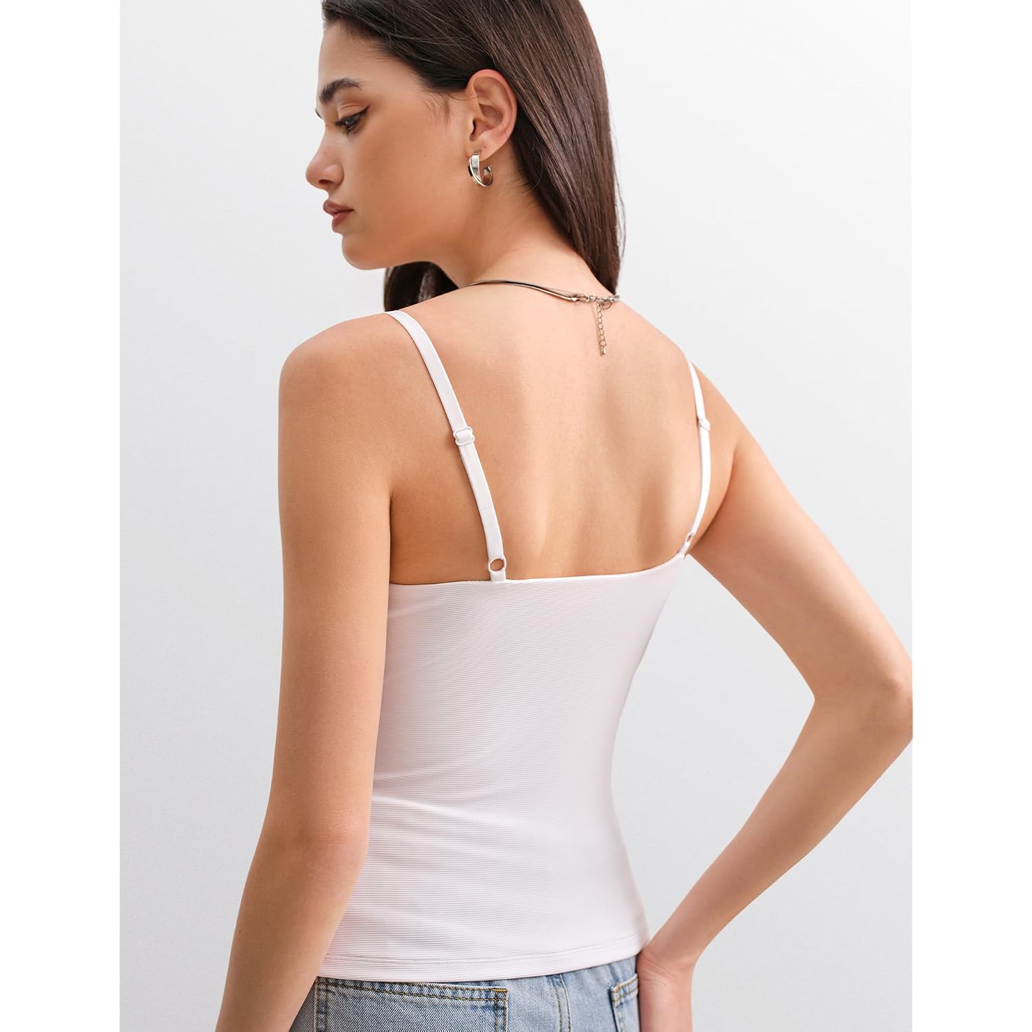 Women's Padded V Neck Tank Tops Double Lined Camisole Built in Bra Sexy Cute Summer Going Out Tops Muse Collection