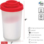 Signoraware Salt And Pepper Shakers Moisture Proof Set Of 2 Large Salt Shaker To Go Camping Picnic Outdoors Kitchen Lunch Boxes Travel Spice Set Clear With Red Covers Lids Plastic Airtight Dispenser