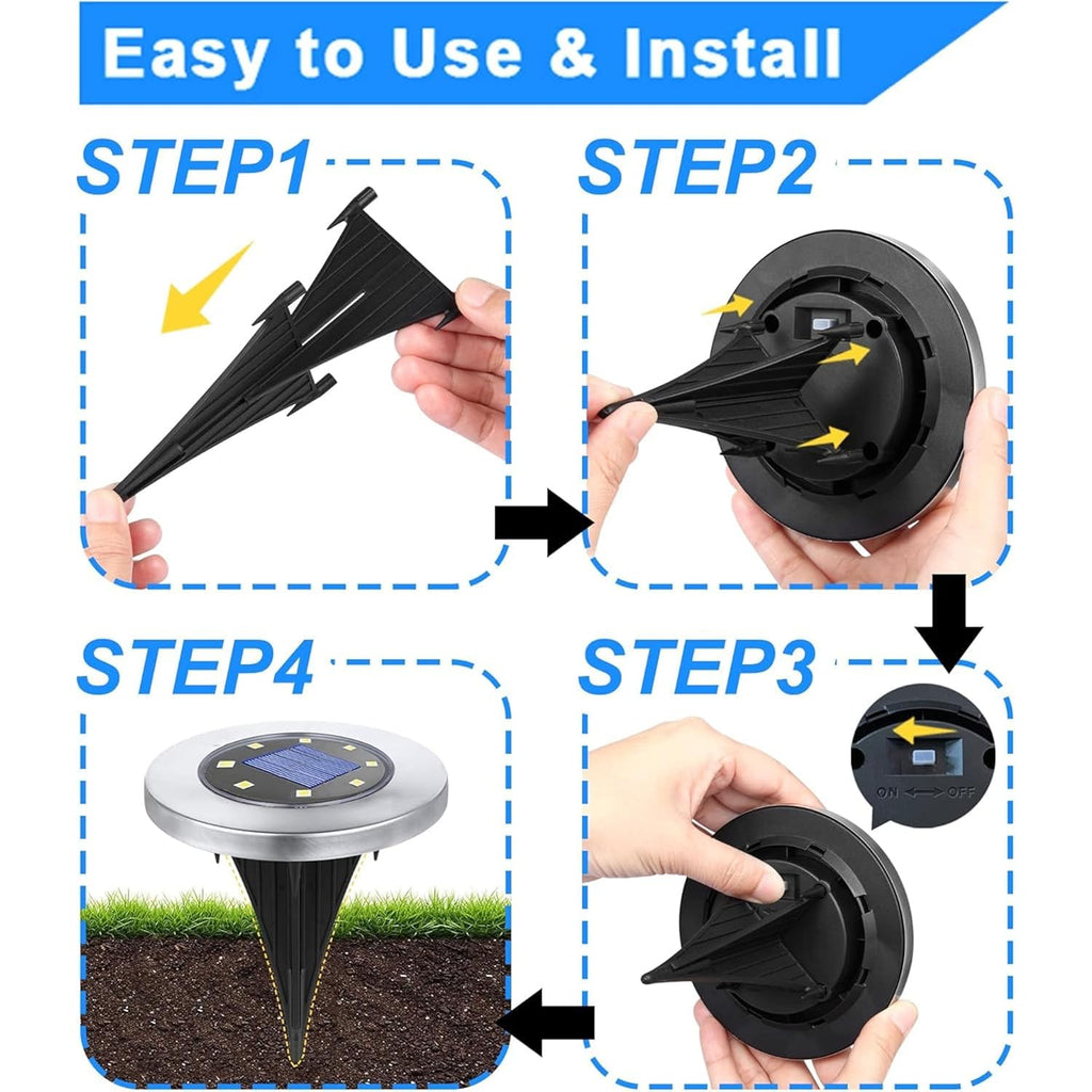 4.6 Inch Diameter Solar Ground Lights, Waterproof Solar Garden Lights, Outdoor Garden Waterproof Bright In-Ground Light, Landscape Lighting For Pathway,Yard,Lawn,Patio,Walkway (12 Pack Warm Light)