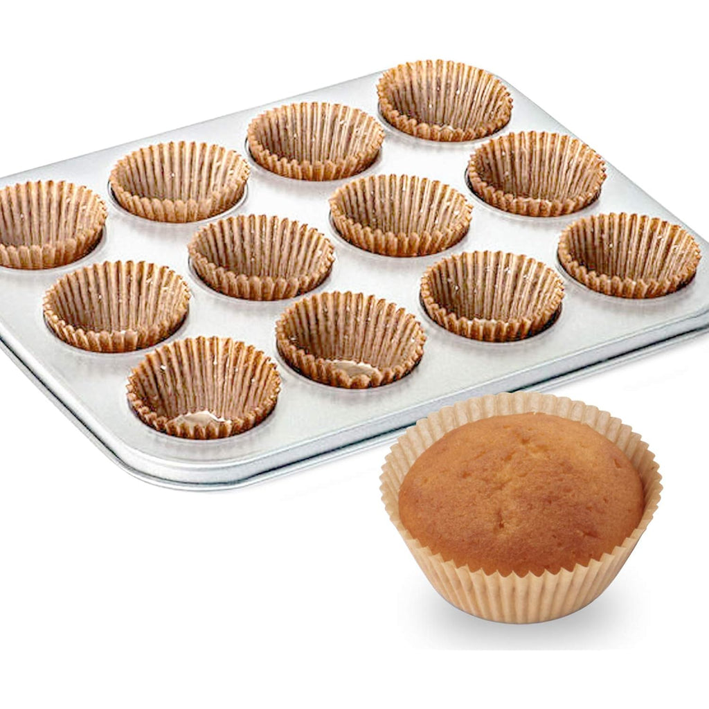 Caperci Standard Natural Cupcake Liners 500 Count, No Smell, Grease-Proof Paper Muffin Liners, Food-Grade Baking Cups For Cupcakes, Muffins, Nuts