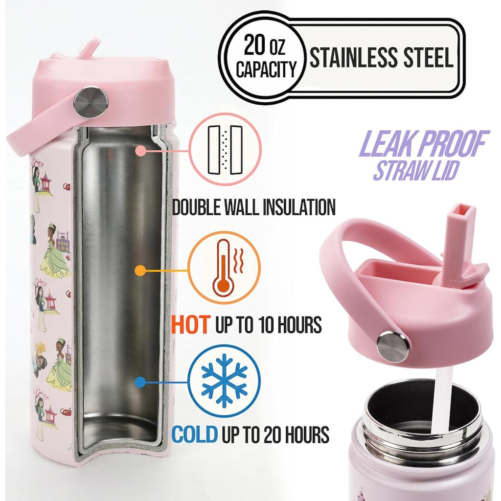 Bioworld 16" Backpack & Lunch Box Set With Stainless Steel Water Bottle For School And Travel
