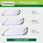 Freshware Cutting Boards For Kitchen, Chopping Board 3-Pack With Different Sizes, Juice Grooves And Non Slip Handles - Reversible, Large Cutting Board Set - Dishwasher Safe - Gray